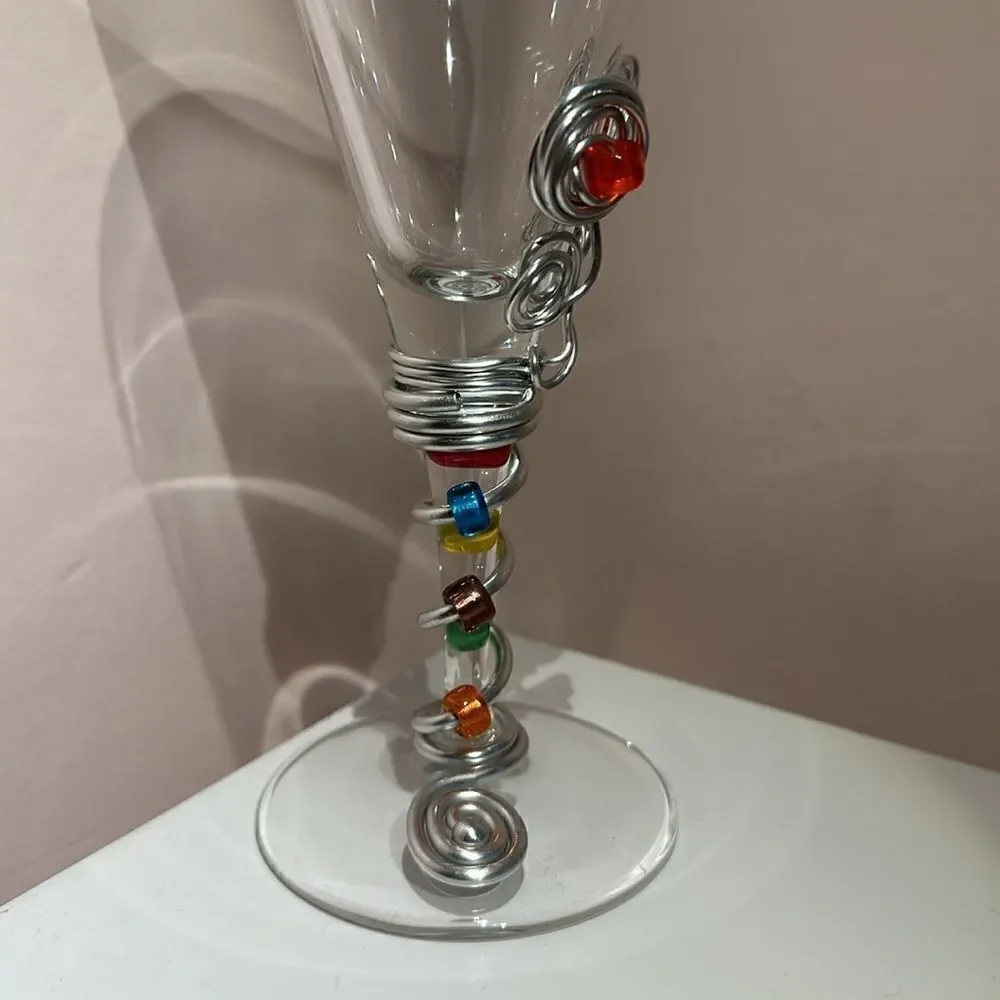 Wine Beverage Goblet Hand Crafted Silver Wire Wrapped Jewels Artisan